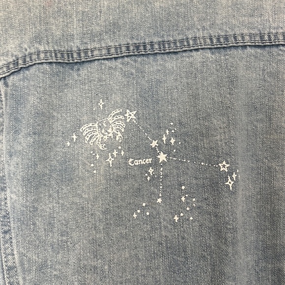Pistola Boyfriend Oversized Astrology Denim Jean Jacket Sz Large - Picture 10 of 13